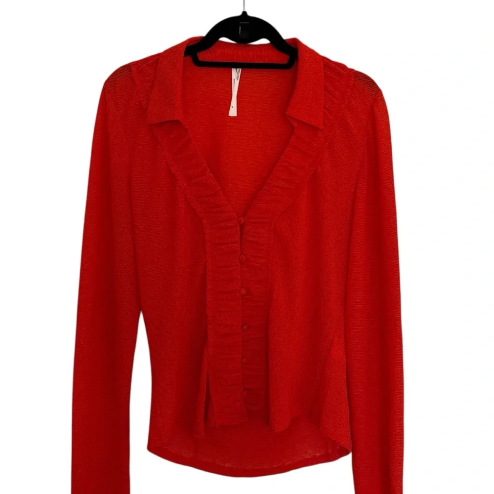 Anthropology orange red Women's Top - Picture 2 of 8